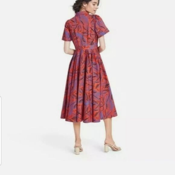 Alexis for Target Shirt Dress Tropical Leaf Midi Hard to Find Size XXS - Picture 5 of 11